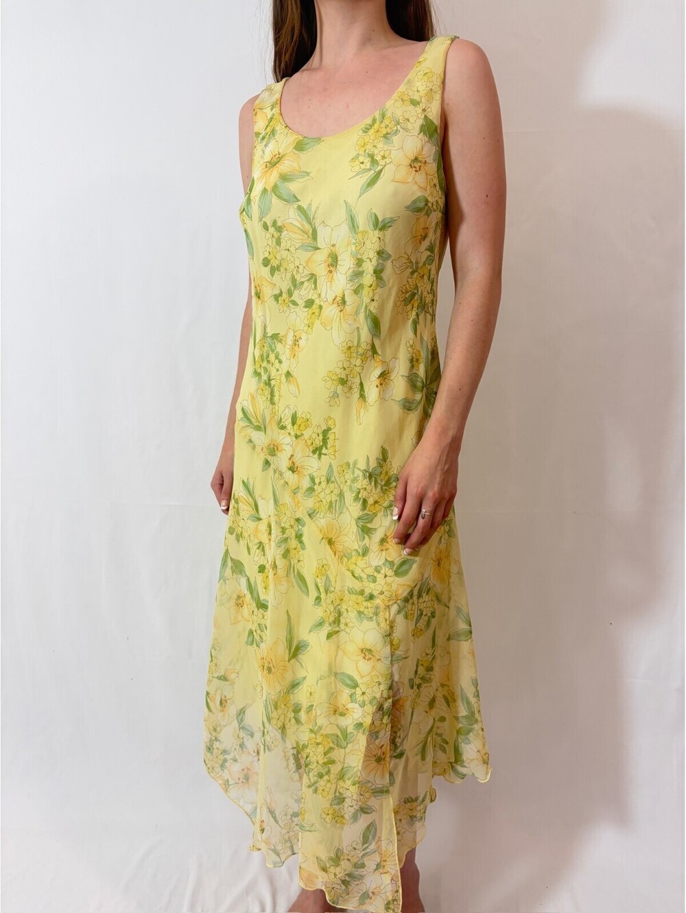 Spring Butter Yellow Floral Fairy Mesh Maxi Dress